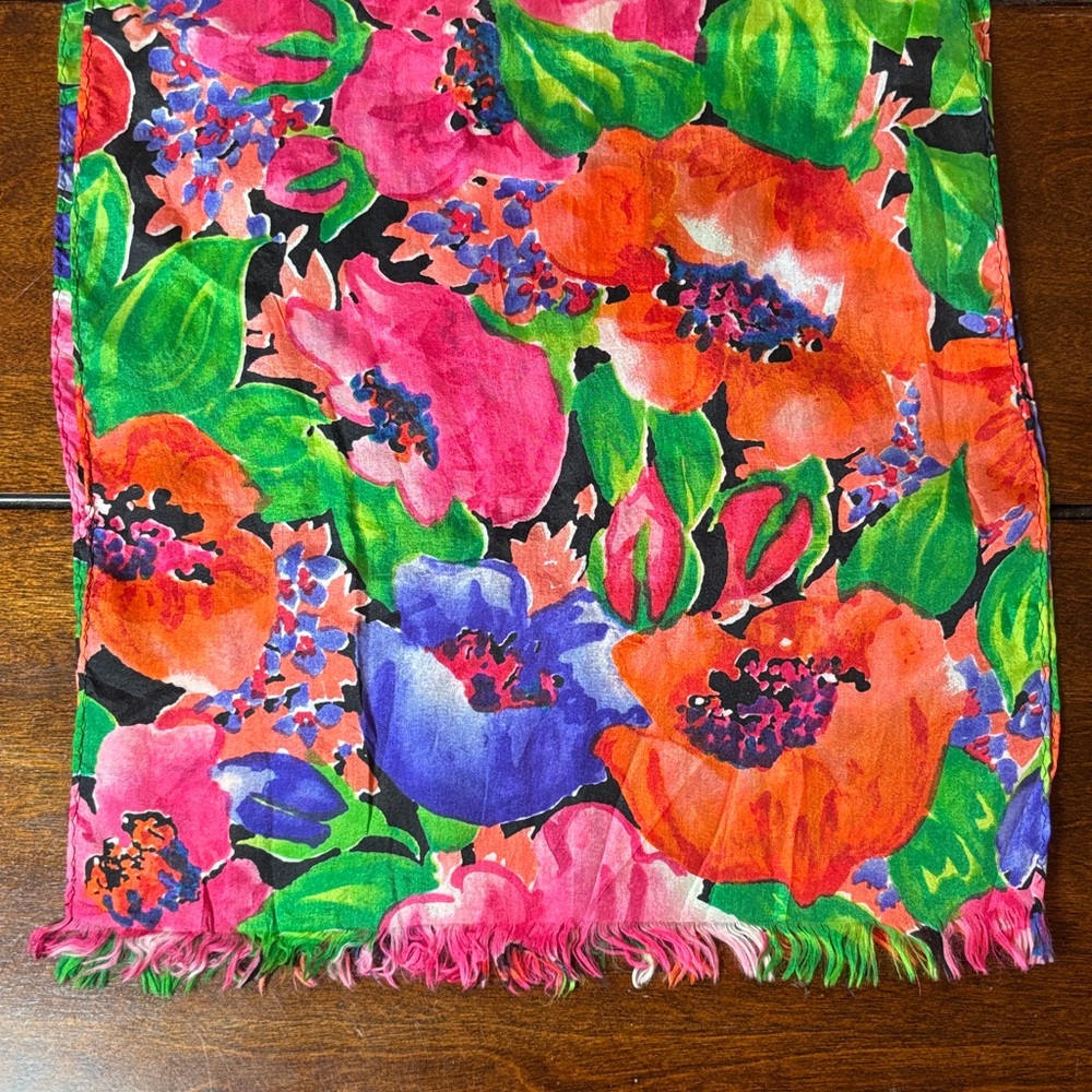 Express Colorful Floral 100% Silk Scarf 
10” x 86”